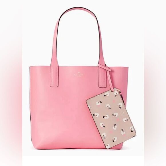 NWOT Kate Spade ♠️ New York Floral Ditsy Tote Beige With Matching Zipper Pouch - Picture 6 of 16